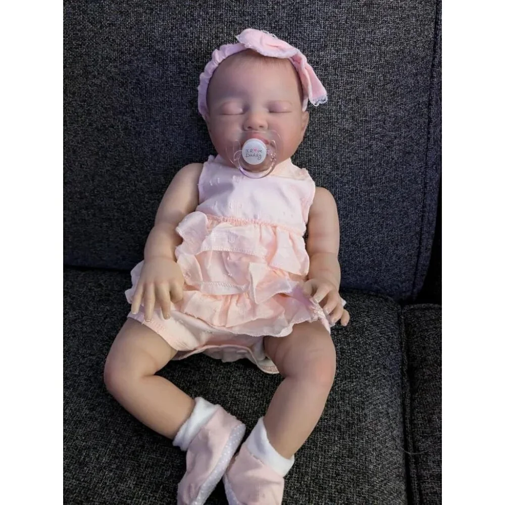 🆕20inch Soft Cloth Body Newborn Baby Doll Poseable Limbs Sleeping Doll Ava Girl